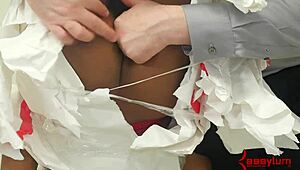 hung upside down ebony slut licks ass and cum in bdsm hospital bondage