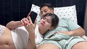 My stepsister barges in while I'm gaming and ends up sucking my cock in this homemade roleplay.