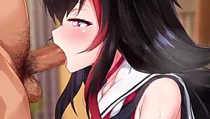 Ookami Mio's Sloppy Hololive Blowjob Action!