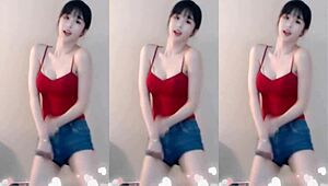Chinese girl jumps up and down excitedly