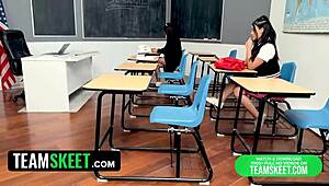 risky teacher fucks two asian students in uniform