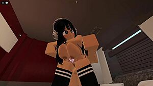 Futa Interacts With Character In Roblox Condo Setting