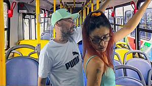 Young student in panties gets fucked on the public bus.