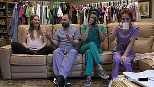 Blonde Nurse Nova Maverick Plays With Ultrasound In Hospital Backstage With Dr. Tampa