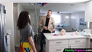 step daughter gets on her knees and starts blowing her stepdad