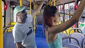 Young student in panties gets fucked on the public bus.