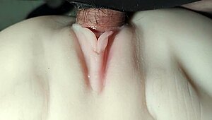 look down, watch me double fuck her shaved pussy.