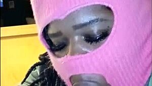 She Gags On Big Cock, Blowing Cum Bubbles.