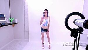 Passionate Purple-Hair Model Swallows Cum After Intense POV Fucking In Audition