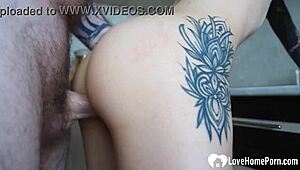 filthy step sis begs for a swift kitchen cock pounding