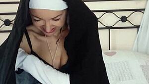 chantal the devout nun worships penis and squirts
