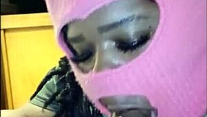 She Gags On Big Cock, Blowing Cum Bubbles.