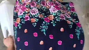 i follow and lift skirt of chubby milf on street