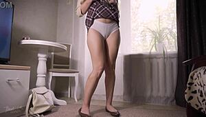 japanese girl teases with upskirt cameltoe flashing close-up