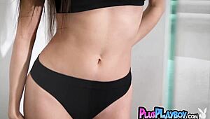 Petite asian milf li moon poses passionately for playboy magazine.