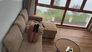 I watch this hot Latina ride a monster cock before getting pounded doggystyle.