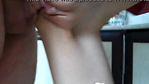 filthy step sis begs for a swift kitchen cock pounding