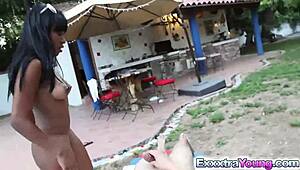 ashton devine, the sexy black teen 18+, enjoys a hardcore outdoor fuck with a monster cock