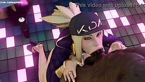 Akali delivers a deepthroat blowjob in this intense session