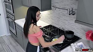 Stepmom Deepthroats Cock While Cooking Breakfast