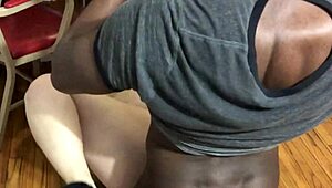 Thick white girl with big ass gets manhandled by big black cock thug.