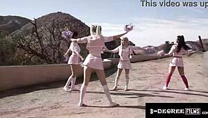 3rddegreefilms hottest cheerleaders lick tits sloppy deepthroat bent over doggystyle.