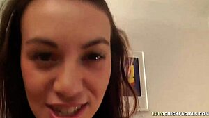 the naughty girl strips and gets her face fucked deep