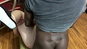 Thick white girl with big ass gets manhandled by big black cock thug.