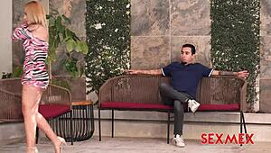 Torn between the seductive stepmom and girlfriend in this steamy threesome