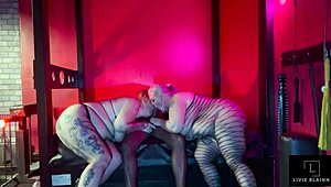 Sub slut Livie Blainn and Peggy De Ville get double dommed by Jay Playhard