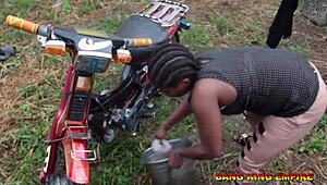 i begged him to fuck me after washing my husband's motorcycle and he gave me hardcore sex