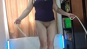 Latina Wife Records Naked Exercises On Halloween