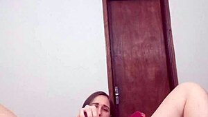 Solo Girl Rubs Pussy and Penetrates Vagina with Huge Toy Homemade