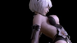 Eve Yorha 2B cosplay rides big cock in stellar blade.