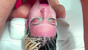 Latina's Face Covered in Saliva Upside Down Rough Throat