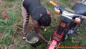 i begged him to fuck me after washing my husband's motorcycle and he gave me hardcore sex