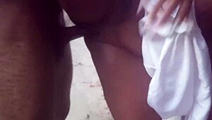 wild outdoor night fuck under the stars, contrasting passion and danger in the darkness