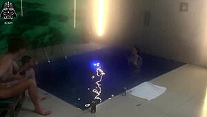 hey, check out this uncensored threesome with my wife and friends in the motel pool, flashing nipples and big cocks