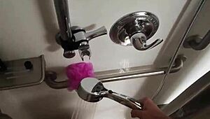 Intense emotions surge during public shower blowjob with my hot wife, her wet lips gripping my huge cock passionately