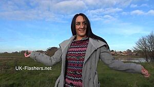 exhibitionist chloe lovette flashes in public with sexy brunette amateurs