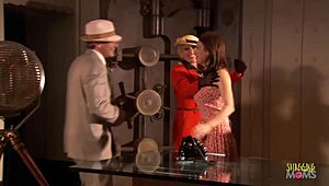 Horny brunette's wet pussy destroyed by husband's monster cock on staircase, with ass licking and cum in mouth.