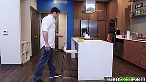 ella touches stepdad's cock tits bouncing