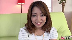 Naughty Japanese Girl Mirei Oomori Rubs Her Hairy Pussy Uncensored