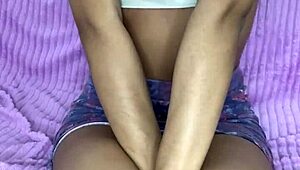 Eighteen-year-old whore's hot pussy gets sensual solo masturbation