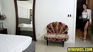 Lesbian teen seduces friend's stepmom with dildo play