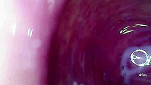 Camera deep inside of the wet pussy and captured the intense female orgasm