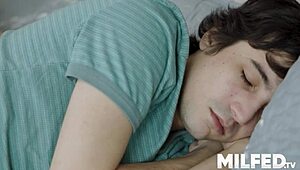 hot step mom wakes her young stepson for naughty fun