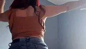 Big ass Latina twerks in tight shorts, shaking that booty