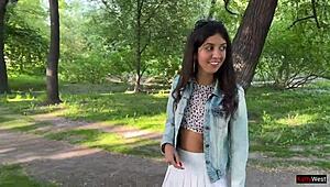 my petite friend controls my orgasms in public with vibrator