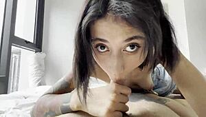 Co-worker giving hot blowjob, I cum in her mouth.